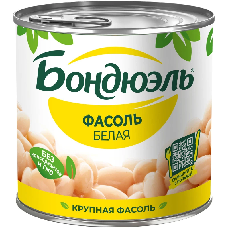 Фасоль Бондюэль белая в с/соку 400г, ж/б, 1/12 