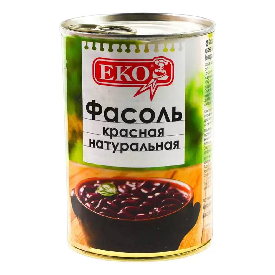 Фасоль "EKO"  красная в с/с 400г, 1/12, ключ