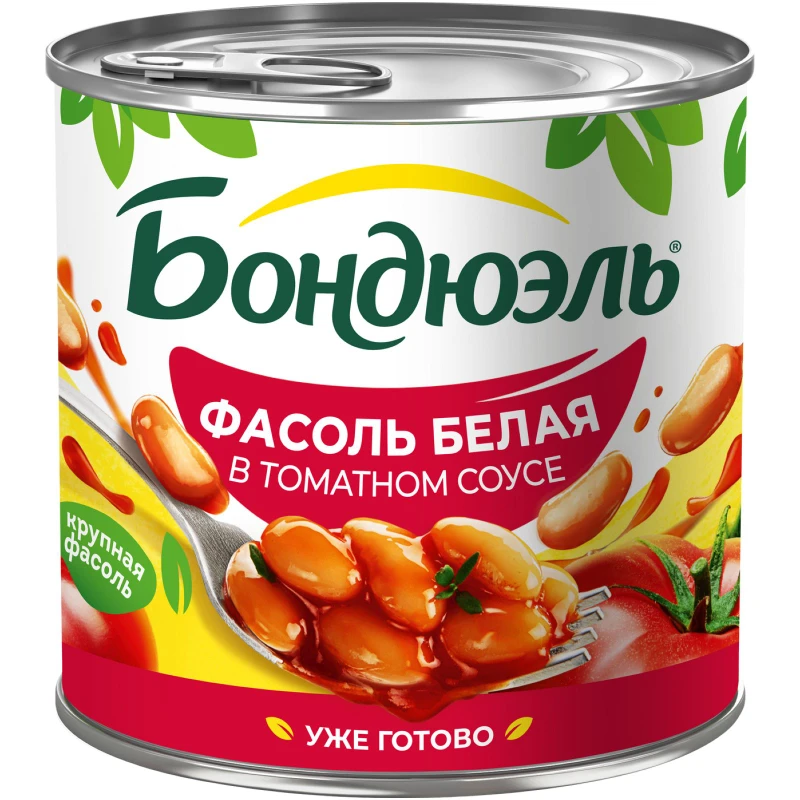 Фасоль Бондюэль белая в т/с 400г, ж/б, 1/12 