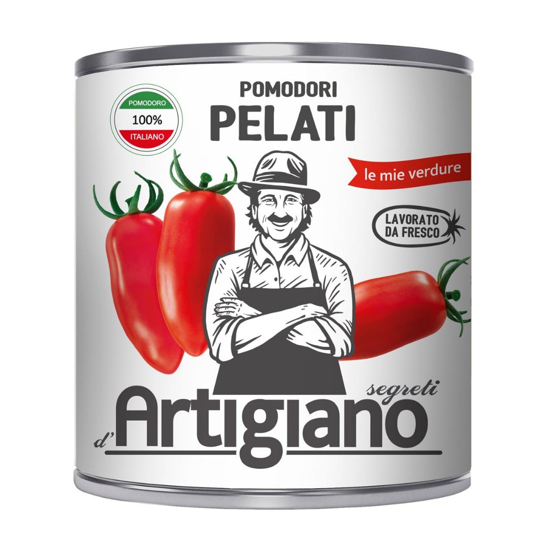 Томаты Artigiano целые очищен. в с/с 2500г, ж/б, 1/6