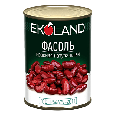 Фасоль "Ekoland" красная нат. ГОСТ 400г, ж/б, 1/12