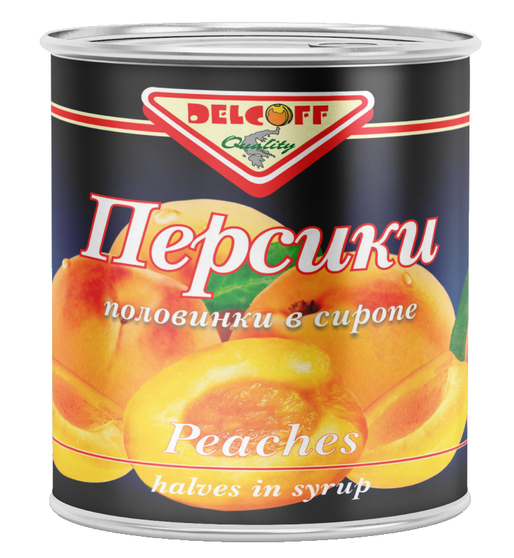 Персики "Делькофф" в сиропе 850мл половинки, 1/12